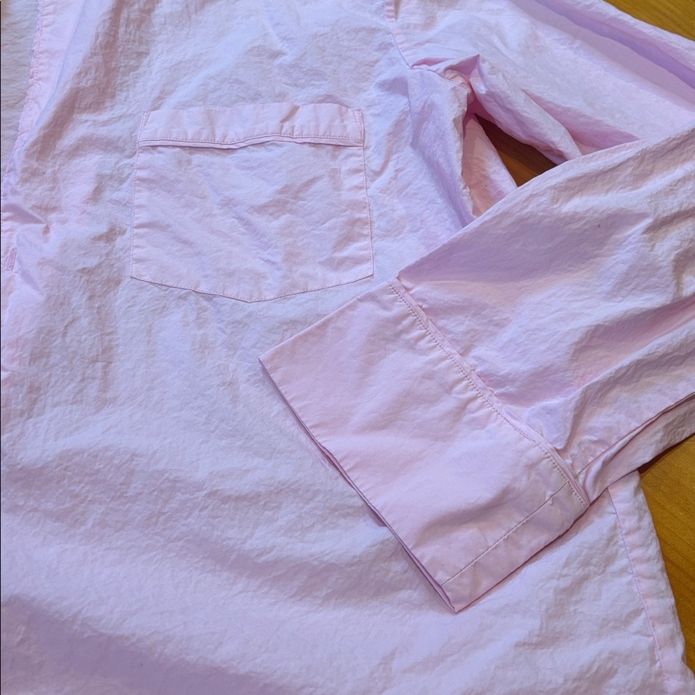 SKIMS XS Baby Pink Pajama Shirt Poplin Button Up Sleep Top - Picture 4 of 6